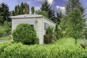 home exterior with grass and bushes